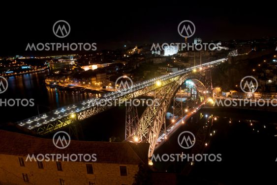 Bridge of Luis I at night, Porto, Portugal