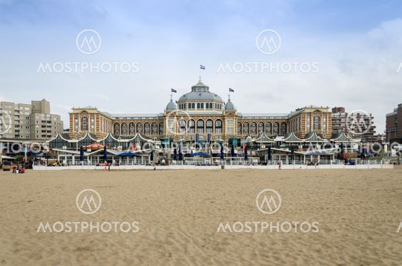 The Hague, Netherlands - May 8, 2015: Tourists at Kurhaus of Scheveningen, The Hague