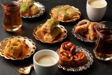 Delicious assortment of traditional sweets and tea...