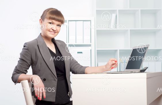 woman works in the office