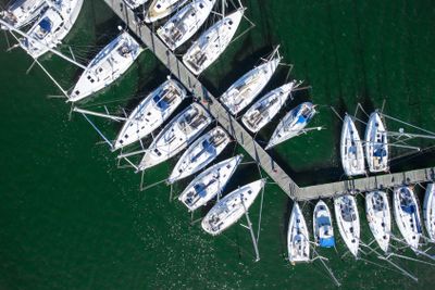 Harbor of Breege on Ruegen Island at Baltic Sea