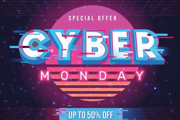Retro futuristic cyber monday concept