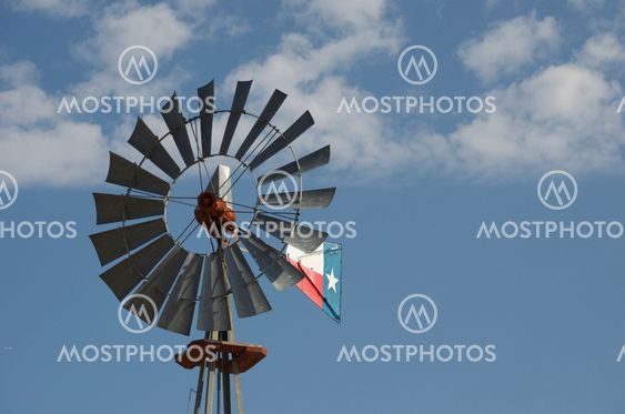 Windmill against blue Texas sky
