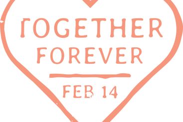 Pink heart shape featuring the phrase Together Forever...