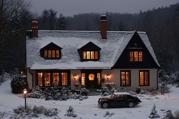 Charming Winter Evening at a Cozy Cottage With Soft...