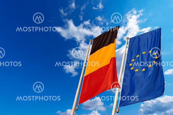 Belgium and European Union Flags