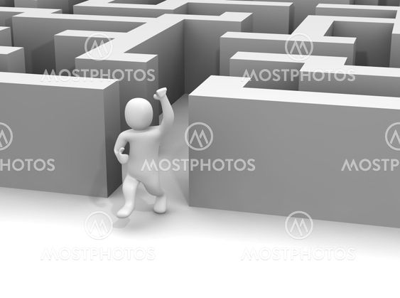 Man escaping labyrinth