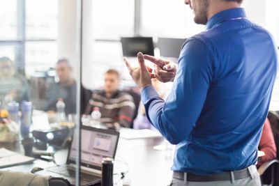 Business presentation on corporate meeting.