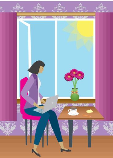 Woman working from home.