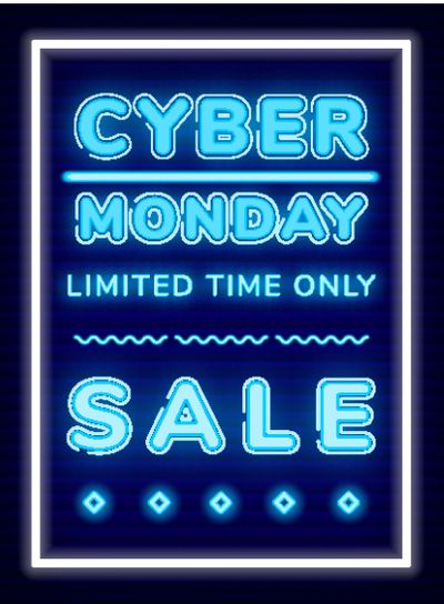 Cyber Discount on Monday, Limited Time, Neon Board