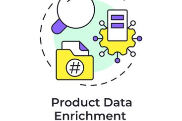 Product data enrichment multi color concept icon