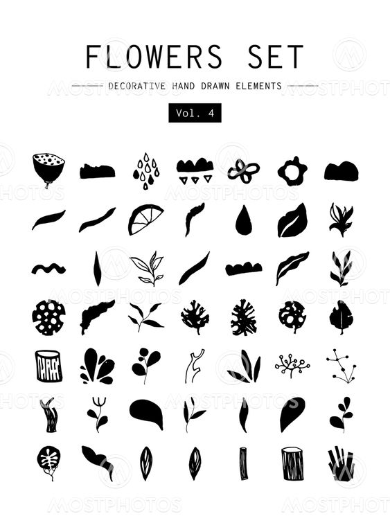 Set decorative hand drawn elements