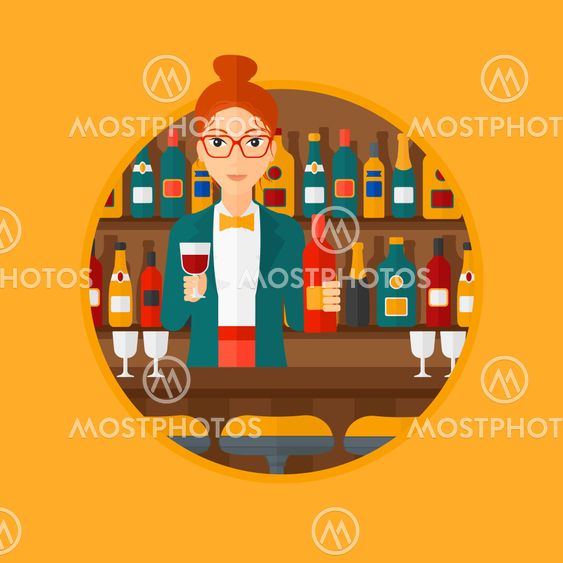 Bartender standing at the bar counter.