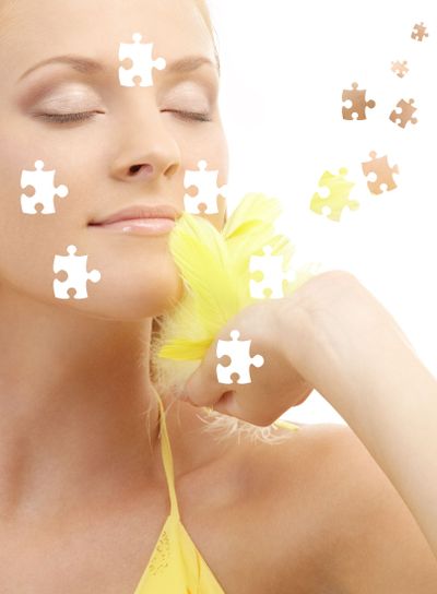 portrait of girl with yellow feathers