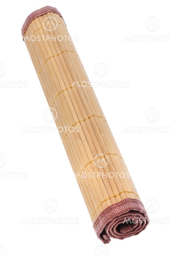 bamboo mat on white macro