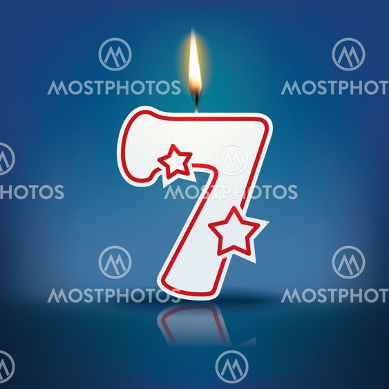 Candle number 7 with flame