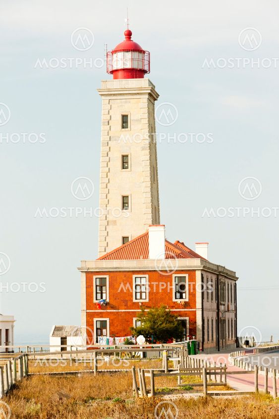lighthouse at Sao Pedro de Moel, Estremadura, Portugal