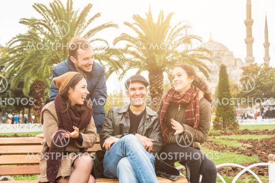 Group of Turkish friends in Istanbul