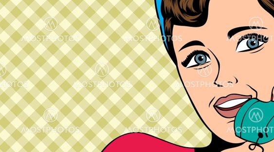 woman chatting on the phone, pop art illustration