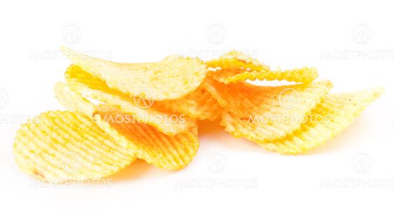 Potato salt chips isolated on the white background