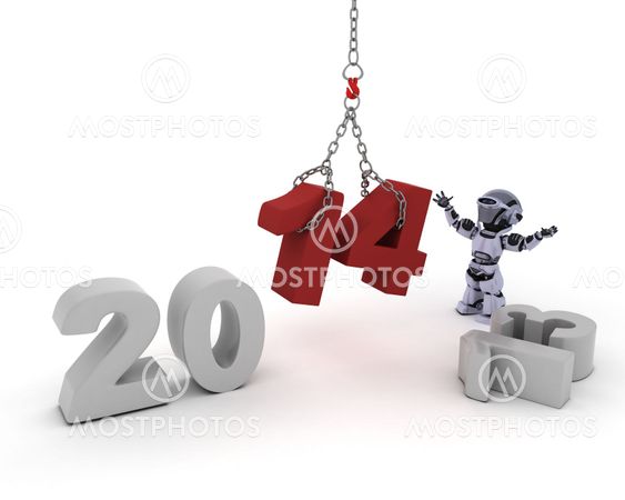 Robot bringing in the new year