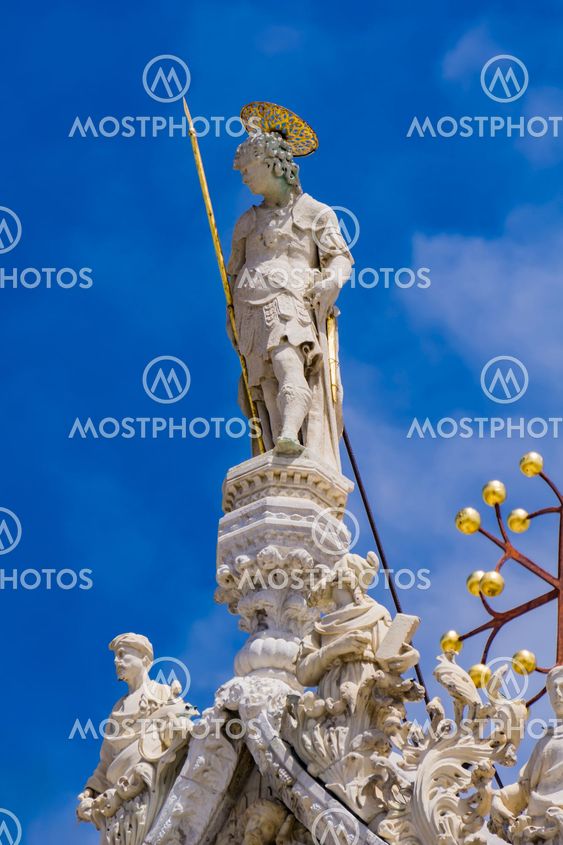Architectural details from the upper part of facade of...
