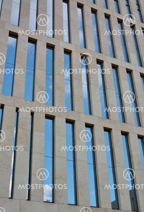 Glass facade of modern office building