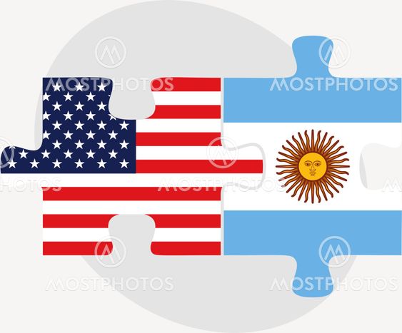 USA and Argentina Flags in puzzle