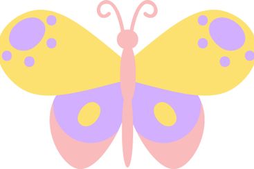 Pastel colored butterfly with yellow and purple wings...