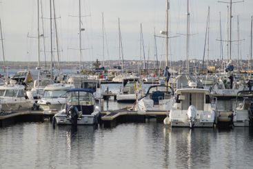 Sunset panorama of the port of Sozopol, Bulgaria