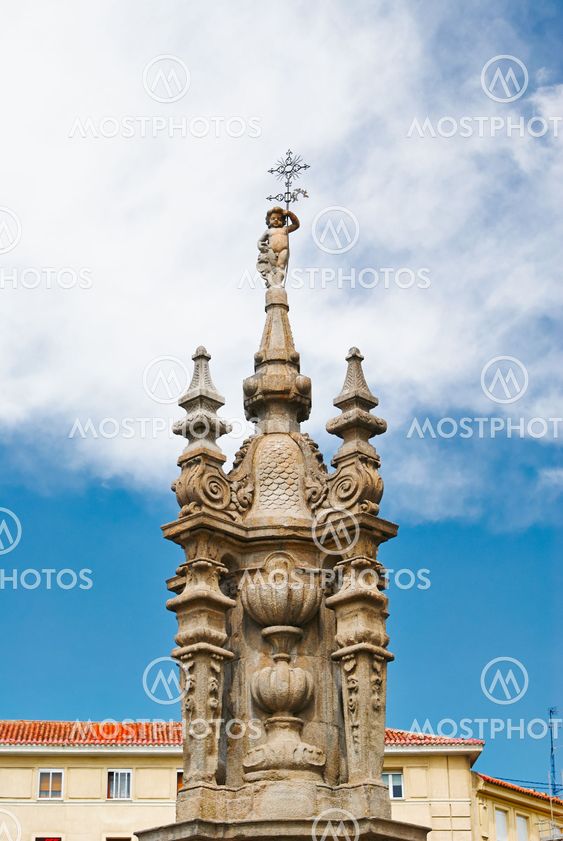 Historic buildings with lace fronts of Madrid