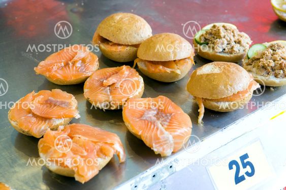 sandwiches, street market in Bergen, Norway