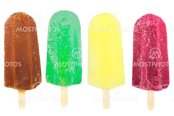 Ice pops fruits on the whit