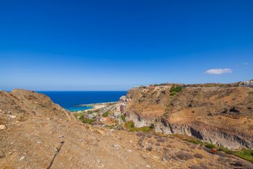 Coastal landscape with rocky hills overlooking Atlantic