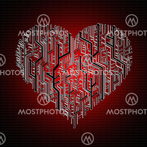 Circuit board in Heart shape with pattern on ground
