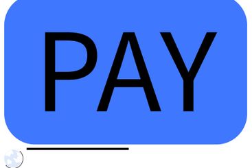 Bold PAY Text in Blue Rectangle with Minimalist Global...