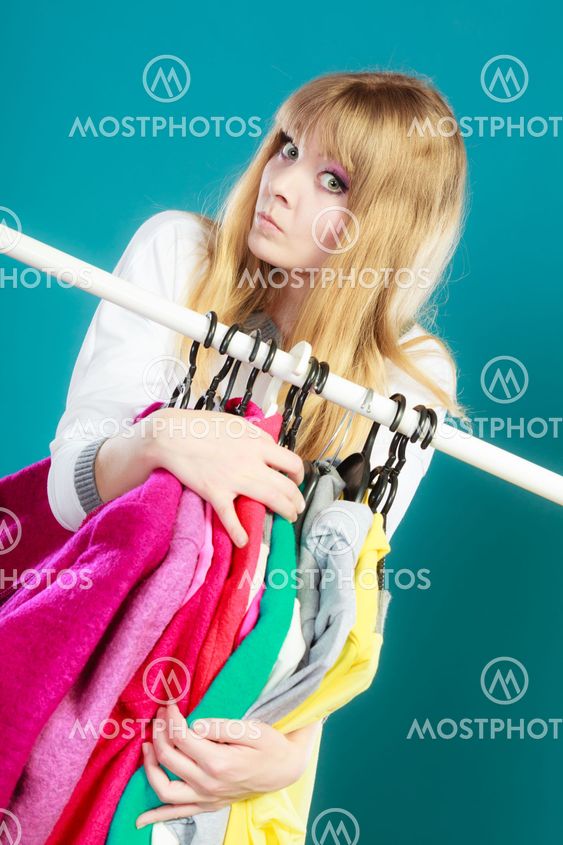 Woman with shopaholic problems.