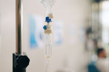 Hospital, health and closeup of IV drip for medicine,...
