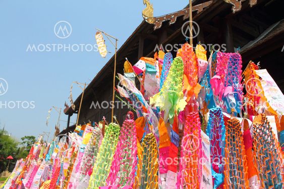 Color paper flag for Buddha worship