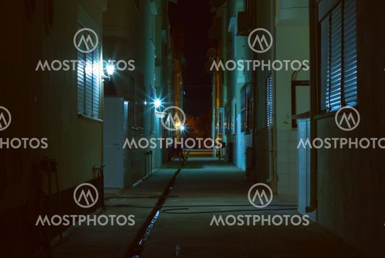 Dark alley at night