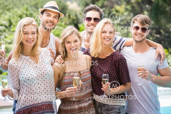 Portrait of friends with glasses of champagne