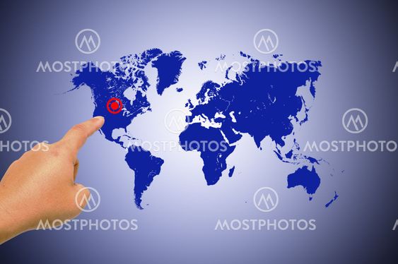 Human hands holding map world