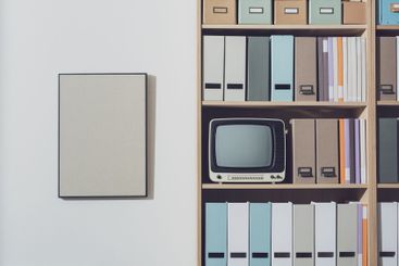 Vintage office interior with bookcase