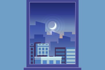 Cityscape at dusk, featuring a serene view from a...