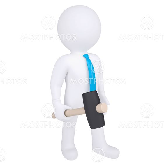3d white man with a hammer