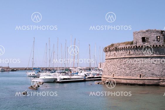 Gallipoli, Apulia - Angevin castle and boats