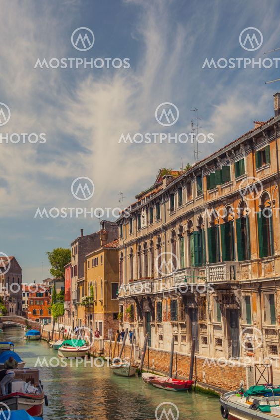 Venice canal with gondolas