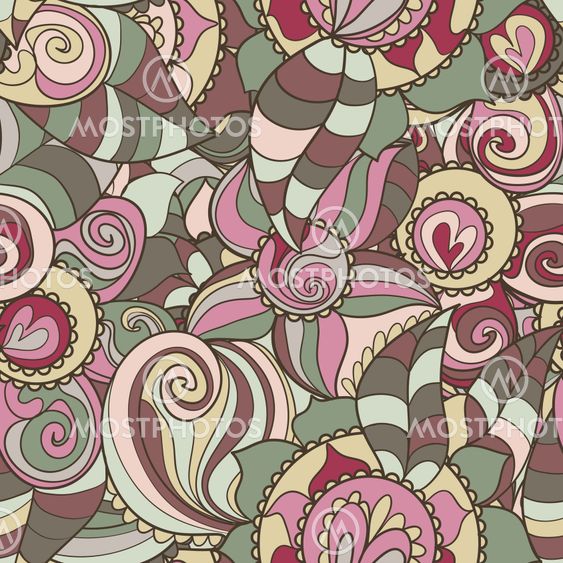Seamless dark abstract hand-drawn waves pattern