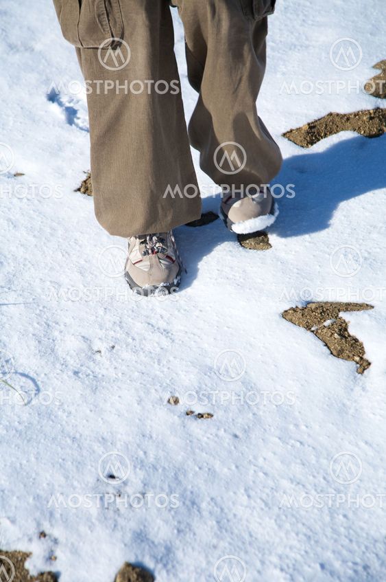 sneakers on snow