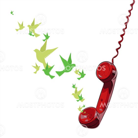 Abstract vector illustration of telephone and birds.